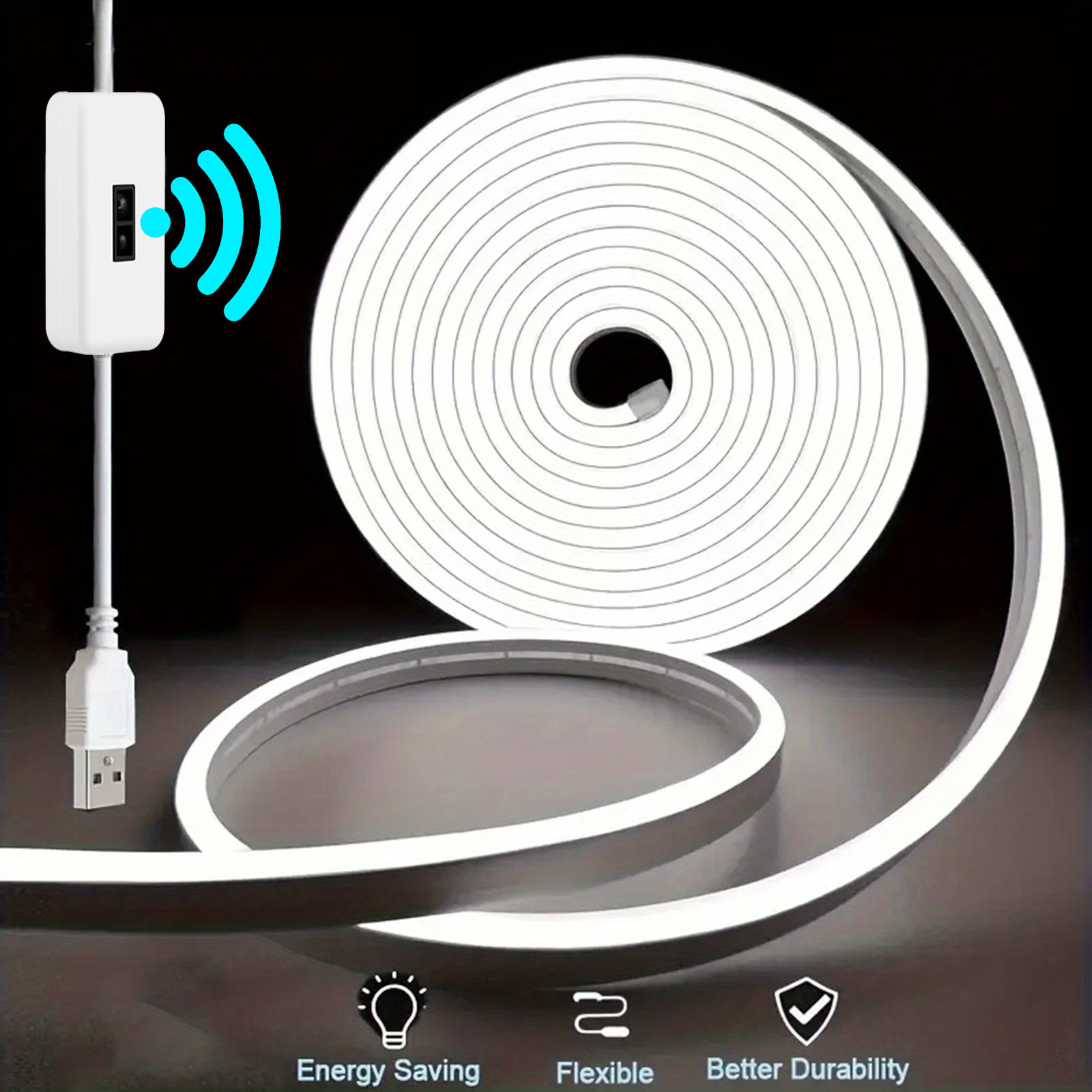 Outdoor Power Strip Weatherproof - Bewegingssensor Neon LED-lichtstrip USB dimbare schakelaar
